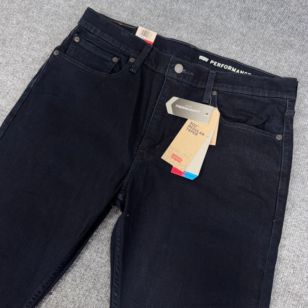 Levis 502 Jeans Men 34x29 Dark Wash Performance Regular Taper Thermadapt NEW
